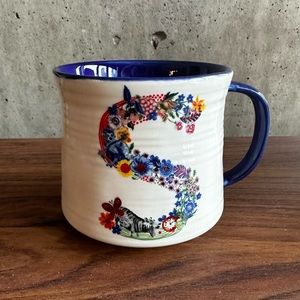 Anthro “S” Monogram Floral Nathalie Lété Mug